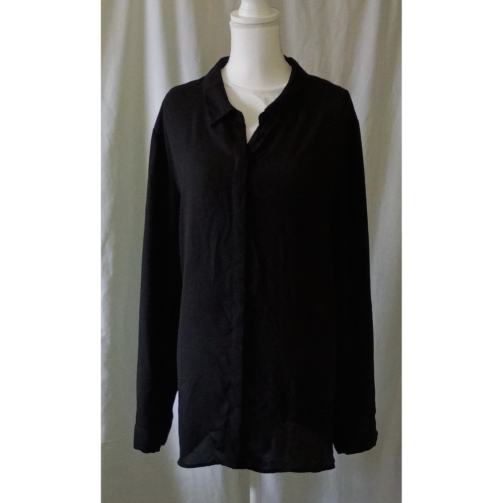 Lane Bryant Black Regencycore Button Down Long Sleeve Plus Size 26/28  Top